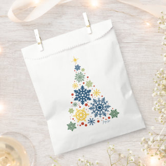 Xmas Party Favor Bags | Vintage Retro Snow Tree
