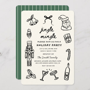 Xmas Party Holiday Hand Drawn Funky Handwritting Invitation