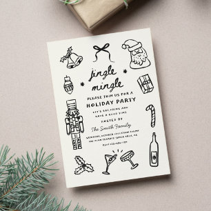 Xmas Party Holiday Hand Drawn Funky Handwritting Invitation