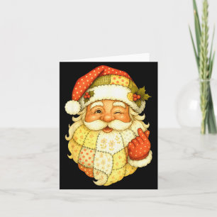 Xmas Patchwork Santa Claus Christmas Funny Mens Wo Card