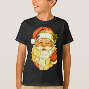 Xmas Patchwork Santa Claus Christmas Funny Mens Wo T-Shirt