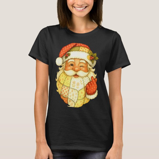 Xmas Patchwork Santa Claus Christmas Funny Mens Wo T-Shirt (Front)
