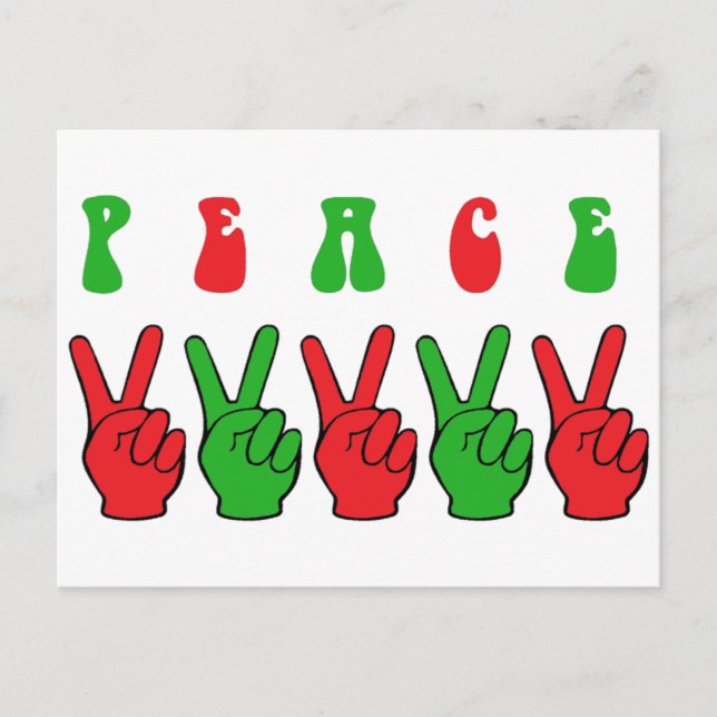 Xmas Peace Hands Holiday Postcard (Front)