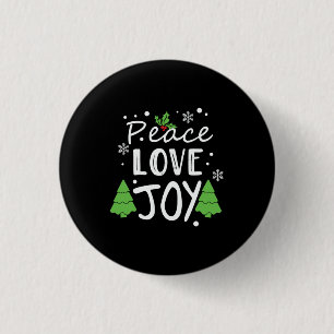 Xmas Peace Love Joy 3 Cm Round Badge