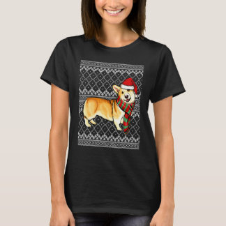 Xmas Pembroke Welsh Corgi Santa Claus Hat Ugly Chr T-Shirt