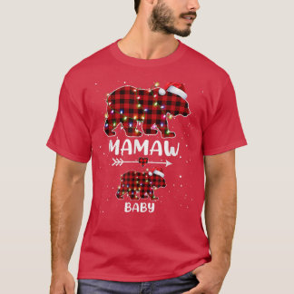 Xmas Plaid Bear Mamaw Baby Polar Pregnancy Announc T-Shirt