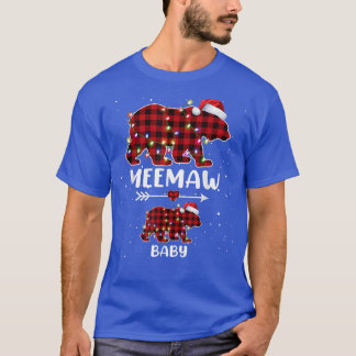 Xmas Plaid Bear Meemaw Baby Polar Pregnancy Announ T-Shirt