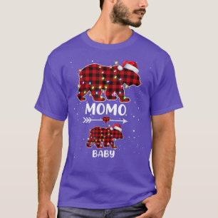 Xmas Plaid Bear Momo Baby Polar Pregnancy Announce T-Shirt