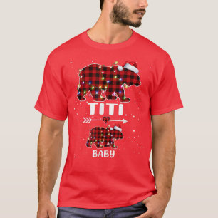 Xmas Plaid Bear Titi Baby Polar Pregnancy Announce T-Shirt