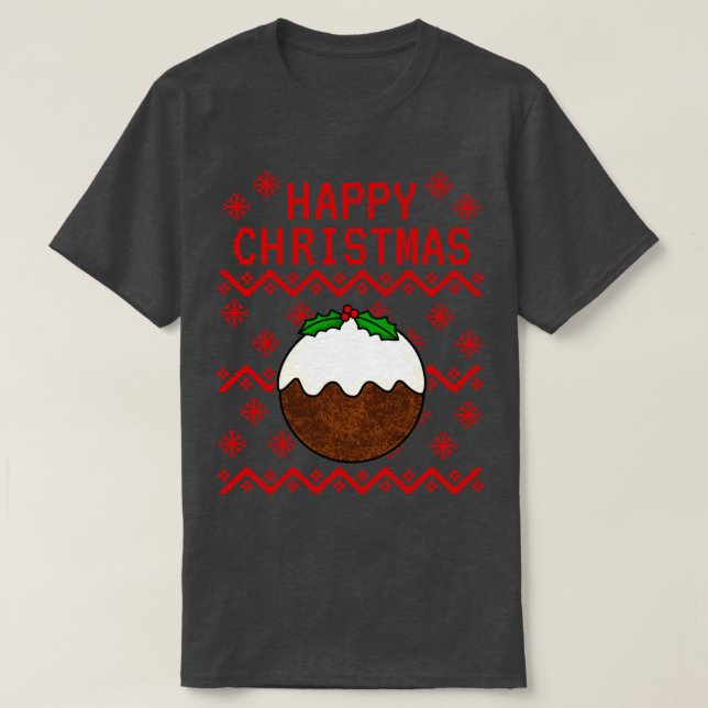 Xmas Pudding Ugly Christmas T-Shirt (Design Front)