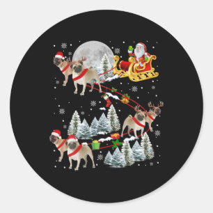 Xmas Pug Sledge Christmas Sledge Santa Dog Classic Round Sticker