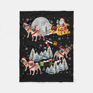Xmas Pug Sledge Christmas Sledge Santa Dog Fleece Blanket