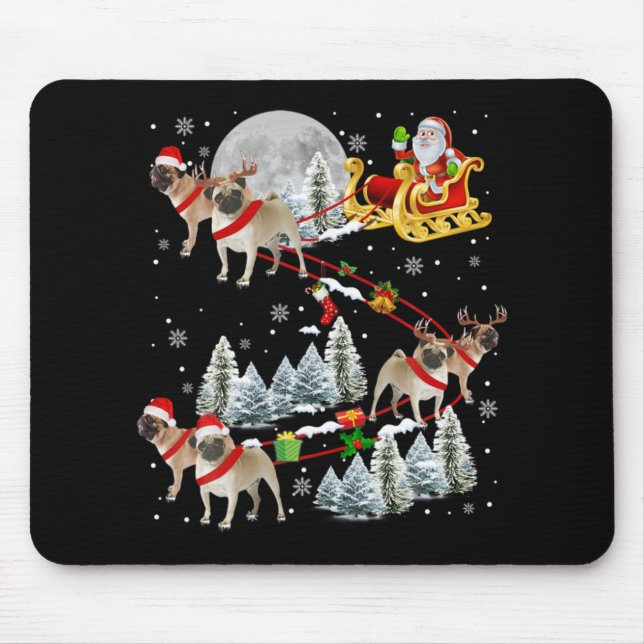 Xmas Pug Sledge Christmas Sledge Santa Dog  Mouse Pad (Front)
