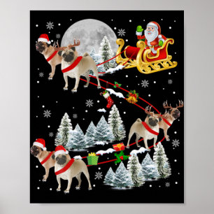Xmas Pug Sledge Christmas Sledge Santa Dog  Poster
