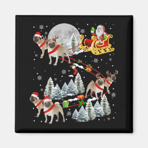 Xmas Pug Sledge Christmas Sledge Santa Dog T Shirt Magnet