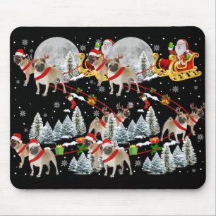 Xmas Pug Sledge Christmas Sledge Santa Dog T Shirt Mouse Pad