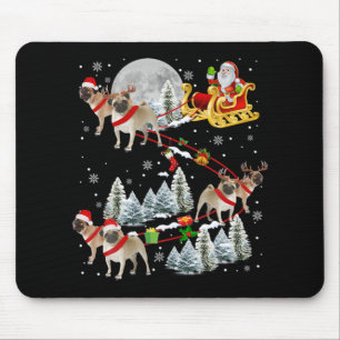 Xmas Pug Sledge Christmas Sledge Santa Dog T Shirt Mouse Pad
