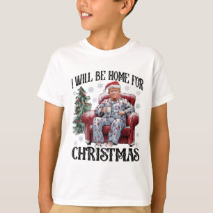 Xmas Pyjamas Trump I'll Be Home For Christmas Holi T-Shirt