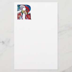 XMAS R LETTER /SANTA  CLAUS WITH VIOLIN MONOGRAM STATIONERY