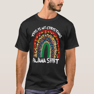 Xmas Rainbow My Christmas Pajama Flannel Leopard T-Shirt