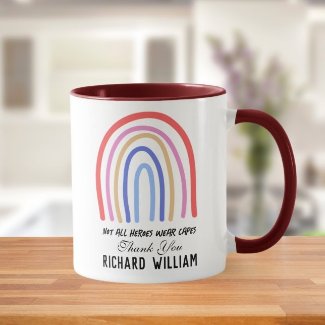 Xmas Rainbow Watercolor Teacher Thank You Maroon Mug (Creator Uploaded)