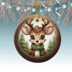 Xmas Reindeer Character Christmas Doe Antlers 🦌🎄 Ceramic Tree Decoration