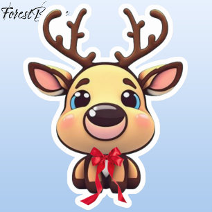 Xmas Reindeer, deer with antlers, cartoon graphic