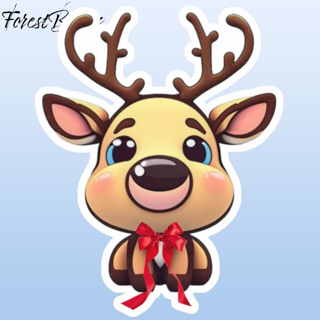 Xmas Reindeer, deer with antlers, cartoon graphic (Reindeer 🦌 🎄 Christmas Sticker)
