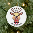 Xmas Reindeer, deer with antlers, cartoon graphic