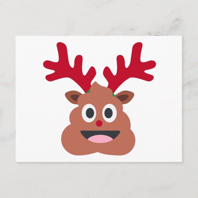 xmas reindeer poo emoji holiday postcard (Front)