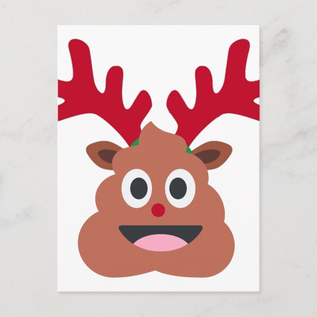 xmas reindeer poo emoji holiday postcard (Front)