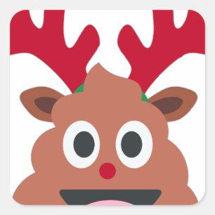 xmas reindeer poo emoji square sticker