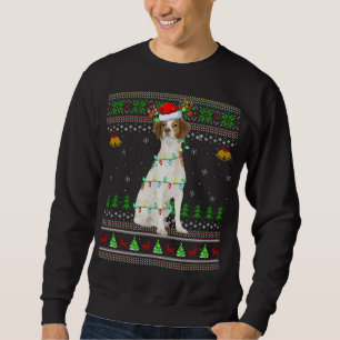 Xmas Reindeer Santa Hat Brittany Spaniel Dog Ugly  Sweatshirt