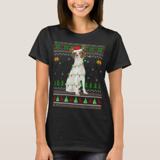 Xmas Reindeer Santa Hat Brittany Spaniel Dog Ugly  T-Shirt
