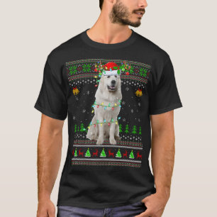 Xmas Reindeer Santa Hat Great Pyrenees Dog Ugly Ch T-Shirt