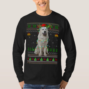 Xmas Reindeer Santa Hat Great Pyrenees Dog Ugly Ch T-Shirt