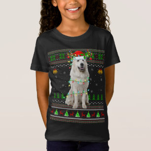 Xmas Reindeer Santa Hat Great Pyrenees Dog Ugly Ch T-Shirt