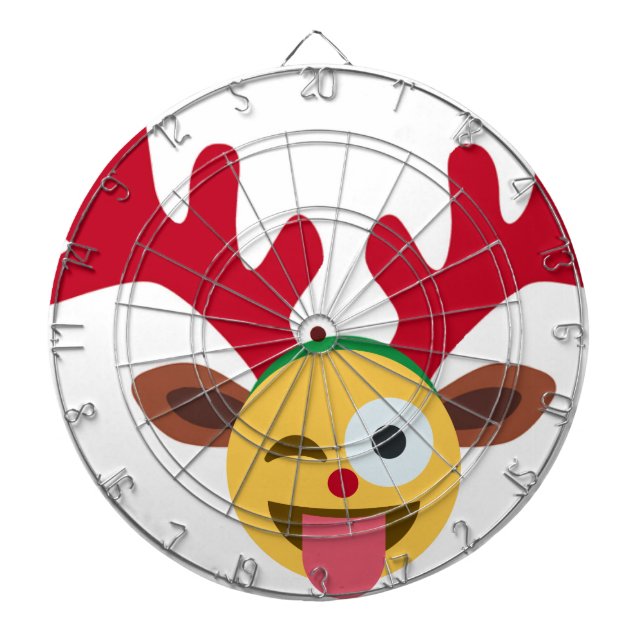 xmas reindeer wink emoji dartboard (Front)