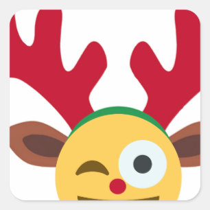xmas reindeer wink emoji square sticker