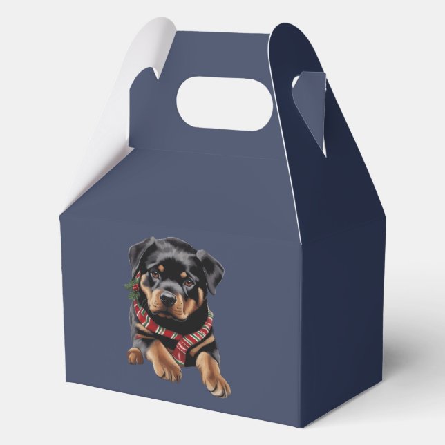 Xmas Rottweiler Dog Christmas Wearing A Scarf Favour Box (Front)
