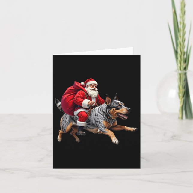 Xmas Santa Australian Cattle Dog Christmas  Card (Front)