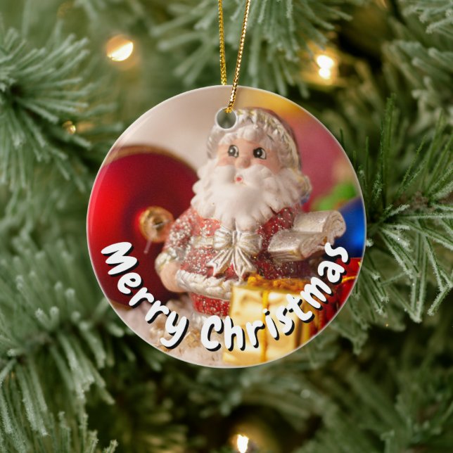 XMAS SANTA CARD CERAMIC TREE DECORATION (Tree)