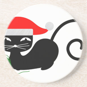 xmas santa cat coaster