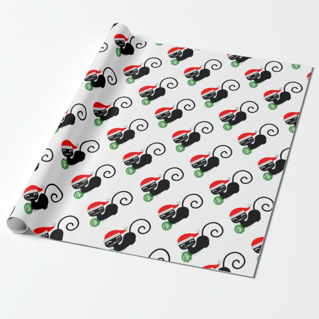 xmas santa cat wrapping paper (Unrolled)