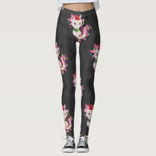 xmas santa claus axolotl leggings