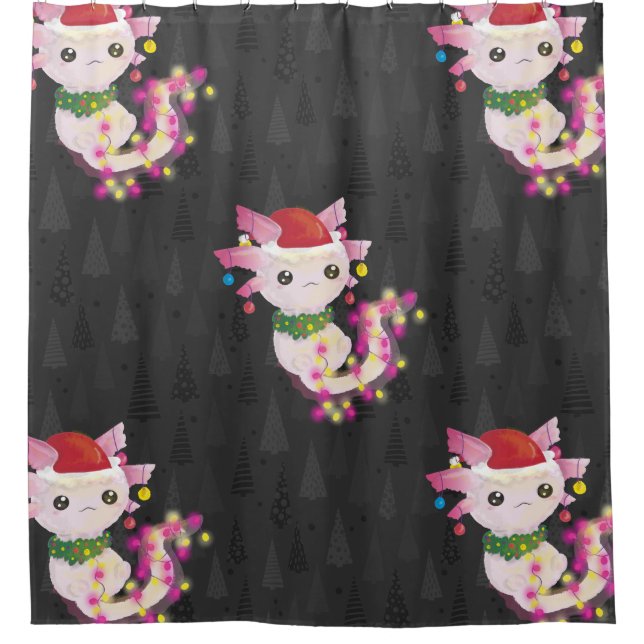 xmas santa claus axolotl shower curtain (Front)