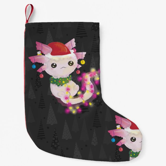 xmas santa claus axolotl small christmas stocking (Front)