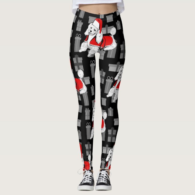 xmas santa claus poodle leggings (Front)