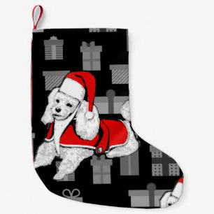 xmas santa claus poodle small christmas stocking