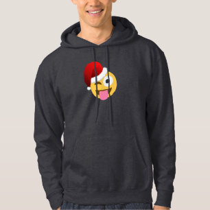 xmas santa claus winking emoji  hooded sweatshirt
